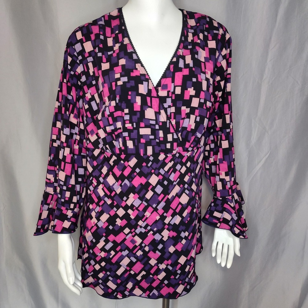 Cato women abstract Y2K casual career 14-16 flowy ruffle boho festival artsy
